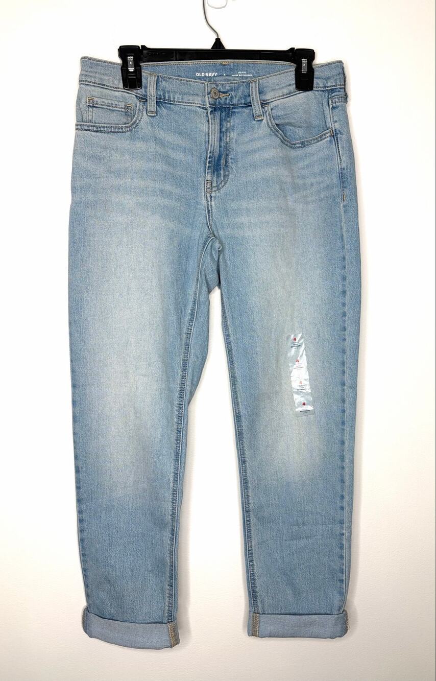 Old Navy Women's WOW Boyfriend Mid Rise Ankle Jeans Sz 4 Light Wash Boho Beachy